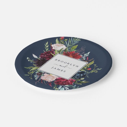 Assiettes En Carton Jardin d'automne | Mariage bleu marine (Angle)