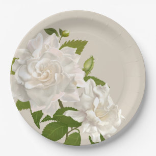 Assiettes En Carton Jardin de Botanique Vintage Fleur de Gardénia