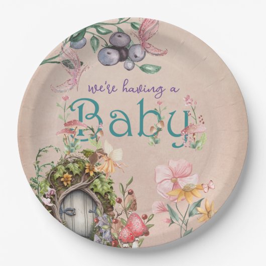 Assiettes En Carton Jardin de Fée de Forêt Enchantée Rose (Devant)