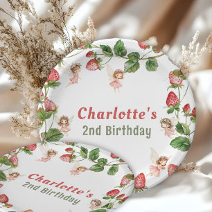 Assiettes En Carton Jardin de fées enchanté à la fraise anniversaire