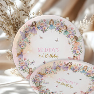 Assiettes En Carton jardin de fées floraux fantaisistes pour 3ème anni