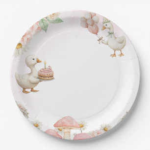 Assiettes En Carton Jardin de fleurs de champignon de l'anniversaire d