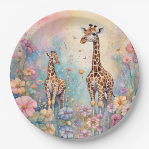 Assiettes En Carton Jardin de girafe pastel