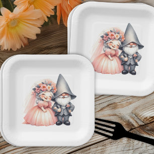 Assiettes En Carton Jardin de Gnome Whimsical Bois Mariage orange
