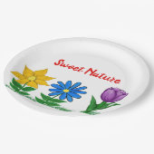 Assiettes En Carton Jardin de la nature douce Fleurs violet jaune bleu (Angle)