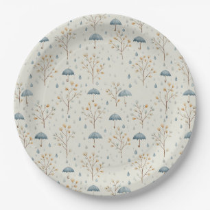Assiettes En Carton Jardin de pluie serein Motif floral (10)