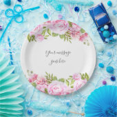 Assiettes En Carton Jardin de roses Ajoutez votre message (Fête)