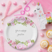Assiettes En Carton Jardin de roses Ajoutez votre message (Fête)