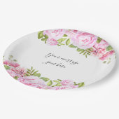 Assiettes En Carton Jardin de roses Ajoutez votre message (Angle)