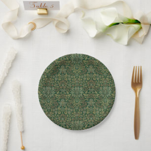 Assiettes En Carton Jardin de William Morris - Verts