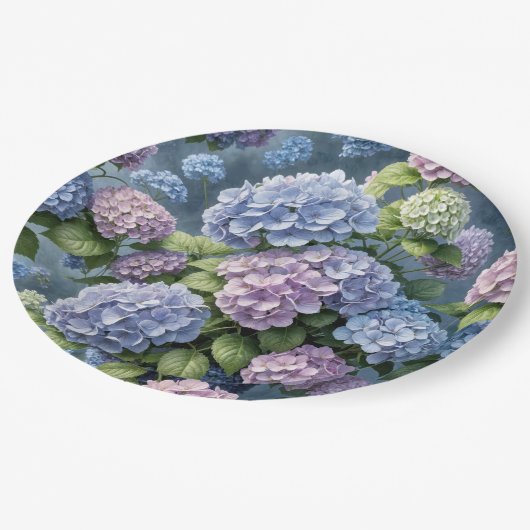 Assiettes En Carton Jardin d'été Hydrangea (Angle)