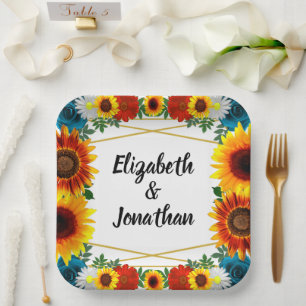 Assiettes En Carton Jardin été Floral géométrique