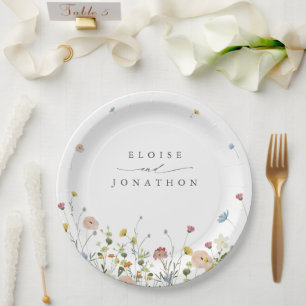 Assiettes En Carton Jardin Fleur sauvage de printemps Floral minimalis