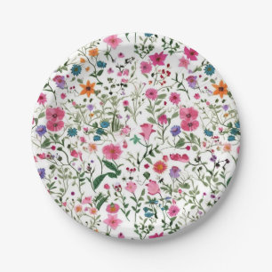 Assiettes En Carton Jardin Fleur sauvage d'été