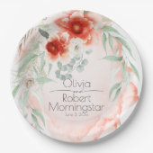 Assiettes En Carton Jardin Fleurs de corail aquarelle (Devant)