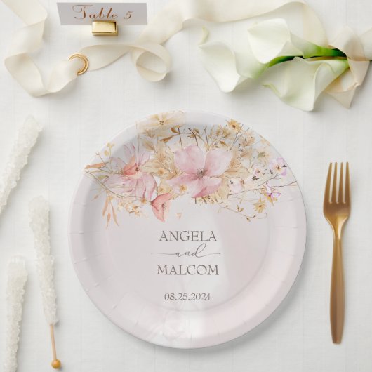 Assiettes En Carton Jardin Floral Boho Rustique Mariage (Mariage)