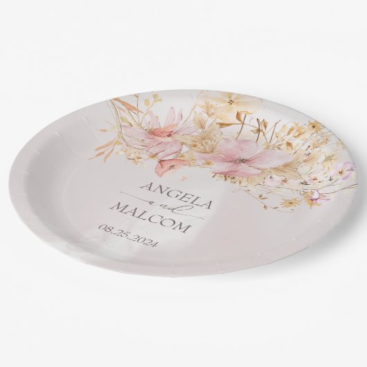 Assiettes En Carton Jardin Floral Boho Rustique Mariage (Angle)