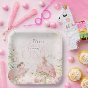 Assiettes En Carton Jardin Floral Champignon Fée Rose 1er Anniversaire