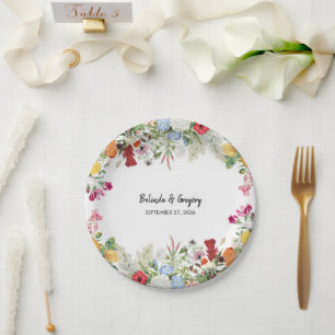 Assiettes En Carton Jardin Floral Fleurs colorées Mariage