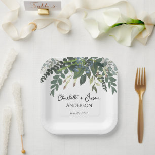 Assiettes En Carton Jardin Foliage Nature Mariage de verdure