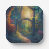 Assiettes En Carton Jardin forestier enchanté | (Recto)