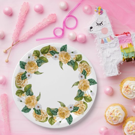 Assiettes En Carton Jardin jaune (Fête)