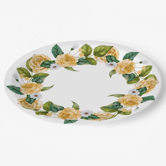 Assiettes En Carton Jardin jaune (Angle)