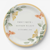 Assiettes En Carton Jardin Jaune mignon Papillons Mariage (Devant)