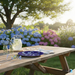 Assiettes En Carton Jardin Moderne de Fleurs Sauvages Bleues Baby Show