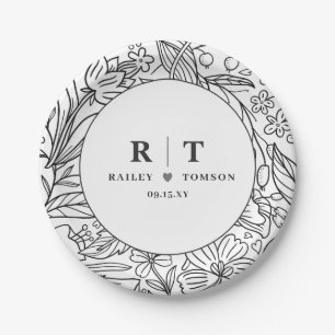 Assiettes En Carton Jardin moderne Floral Élégante Partie d'engagement