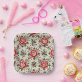 Assiettes En Carton Jardin rose (Fête)