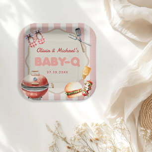 Assiettes En Carton Jardin rose BBQ bébé Q Baby shower Plaques papier