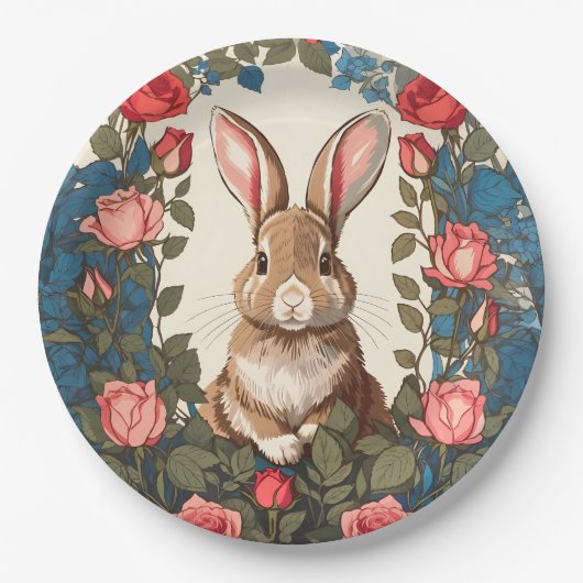 Assiettes En Carton Jardin Rose Brown Bunny (Devant)