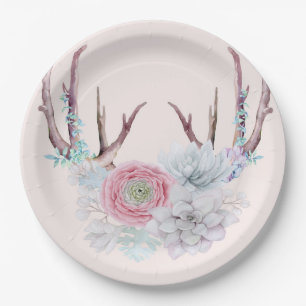 Assiettes En Carton Jardin rose de Succulent de fleurs d'andouillers