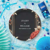 Assiettes En Carton Jardin rose Diamond Rouge Noir Et Mariage Or (Fête)