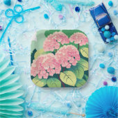 Assiettes En Carton Jardin rose Hydrangea Floral Élégant (Fête)