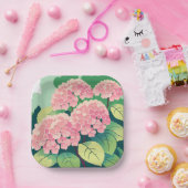 Assiettes En Carton Jardin rose Hydrangea Floral Élégant (Fête)