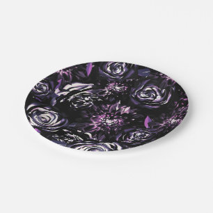 Assiettes En Carton Jardin sombre ensorcelant Fleurs de glamour violet