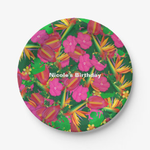 Assiettes En Carton Jardin tropical Floral Plaques de fête tropicale