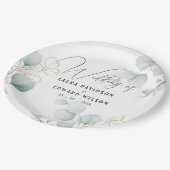 Assiettes En Carton Jardin vert à fleurs d'eucalyptus (Angle)