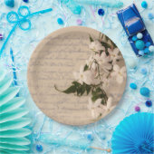 Assiettes En Carton Jasmine sur l'ancien script (Fête)