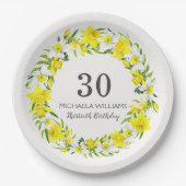 Assiettes En Carton Jaune blanc Daffodil couronne 30e anniversaire (Devant)