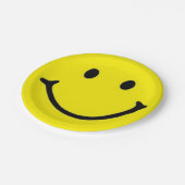 Assiettes En Carton Jaune brillant et joyeux visage souriant (Angle)