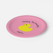 Assiettes En Carton Jaune Canard Joyeux Anniversaire Couleur rose (Angle)