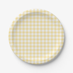 Assiettes En Carton Jaune canari gingham classique