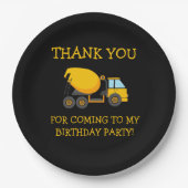 Assiettes En Carton Jaune ciment noir Camion d'anniversaire pour enfan (Devant)