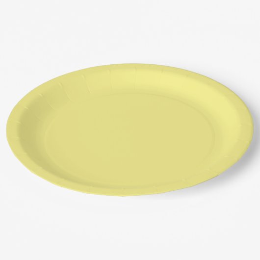 Assiettes En Carton jaune citron, couleur solide, (Angle)
