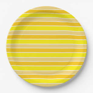 Assiettes En Carton Jaune clair rayé horizontalement