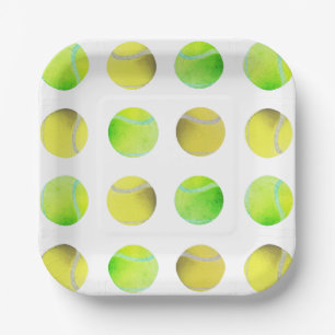 Assiettes En Carton Jaune classique Jaune Motif de balle de tennis Jau