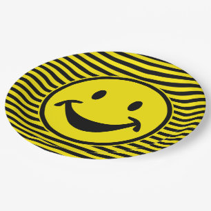 Assiettes En Carton Jaune drôle et rayures + votre backg. et idée